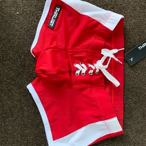 Red front tie swimsuit